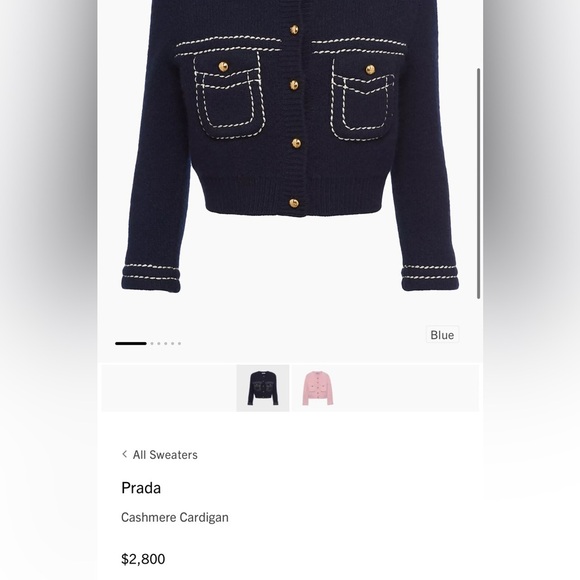 NWT Prada 100% Cashmere Long Sleeve Gold Button Sweater - Picture 5 of 13